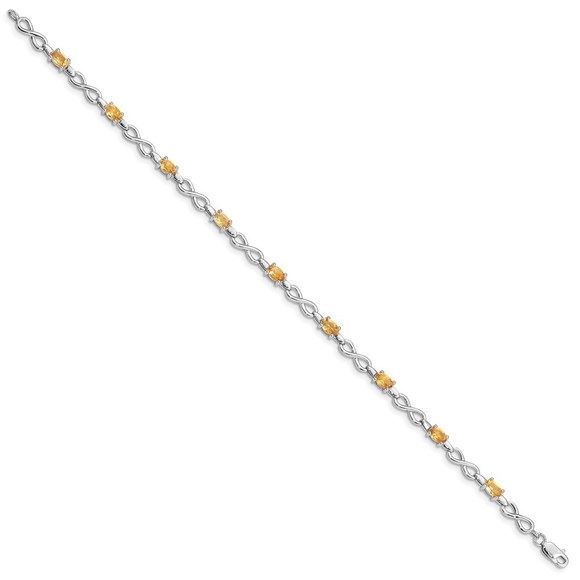 925 Sterling Silver Citrine (November Birthstone) Bracelet 7 mm x 3 mm - Picture 2 of 4